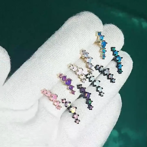 Thép phẫu thuật năm Opal Tai tragus sụn đinh tán màu đen màu vàng bông tai năm Thùy xuyên Barbell