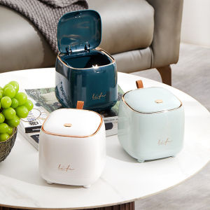 New Pressing Mini Desktop Trash Can Light Luxury Double-layer Coffee Table Cover Small Trash Can Storage Bucket Wastebasket2026