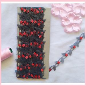 [PER METER] Renda daun bunga 1 bahan organza - hiasan souvenir