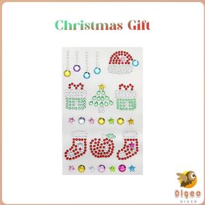 Digeo Christmas Facial Sticker New Year Cute Face Painting Makeup Stickers Christmas Tree Snowflake 1Pc