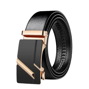 Sabuk Ikat Pinggang Kulit Pria CHN7 Silver Gesper Kepala Besi Black Fashion Formal Cowok Premium