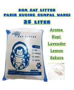 25 Liter Pasir Kucing Gumpal Wangi DOM Cat Litter Bentonite Anti Bakteri Bebas Debu