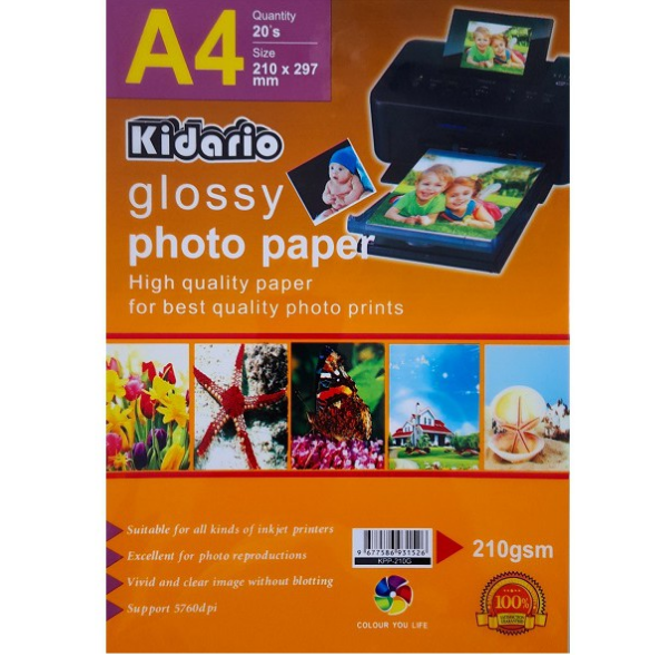 KIDARIO 210GSM GLOSSY PHOTO PAPER ( 20'S/PACK ) | Lazada