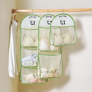 TOO AGHAST69ST7 ใช้ซ้ำได้ ถุงเก็บของแบบแขวน จุได้มาก พร้อมตะขอเกี่ยว ถุงเก็บถุงเท้า ทนทานต่อการใช้งาน อ๊อกซ์ฟอร์ด ถุงตาข่ายแขวน สำหรับถุงเท้า