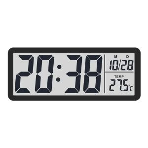 8 Inch LCD Digital Alarm Clock Battery Powered Backlight Table Clock TEMP Date Week 12/24H LED Clocks for Living Room Home Decor