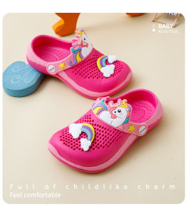 SMILE Summer Clogs Sandals For Kids Girl Unicorn Design Soft Bottom Slip-On Beach Comfortable Slippers For Kids Girl