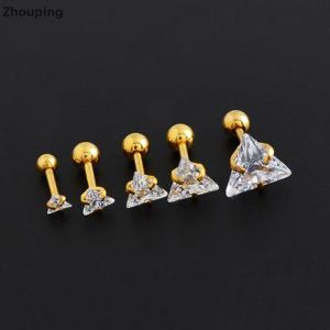 【ZP】 Flash Sale Cute 1Pair 3 4 5 6mm Triangle Helix Cartilage Tragus Stud Conch Snug Ear Lobe Earrings Titanium Steel Jewelry