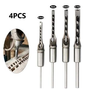 Mata Bor Bobok Kayu 3/8 Inch Chisel Set Mortising Chisel 4pcs Set 6.4/8/9.5/12.7 Mm Persegi Hole Drill Bit Bahan Baja Kerajinan Kayu