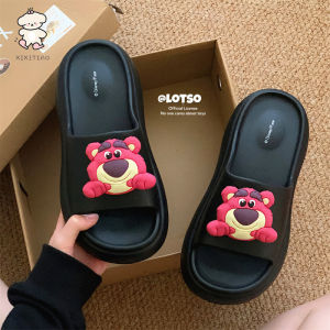 WY-XIXITIAO Sweet Cartoon Strawberry Bear Summer Cute Thick-Soled Height-Increasing Casual Womens Slippers with Girly Heart