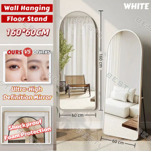 【Warranty】HD Full Body Mirror with Stand Whole Body Mirror Floor Mounted Full Length Mirror Arc Shape Round Corner Makeup Home Use European Style
