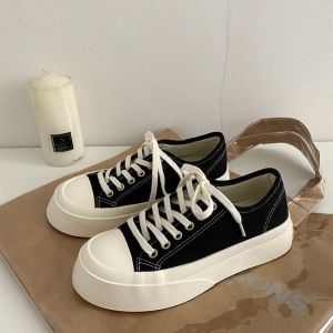 รุ่นใหม่แฟชั่นเรียบง่ายสไตล์พื้นหนากันลื่นและทนต่อการสึกหรอรองเท้า ผ้าใบ รองเท้าผ้าใบสตรี รองเท้านักเรียนลำลอง