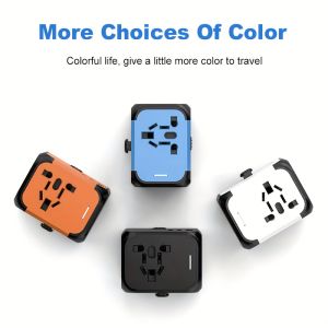 Travel Adapter - 2500W Universal Power Plug Converter with Type C Compact and Lightweight Design Suitable for USA UK EU Australia - Blue Orange Black White Options - Stylish Design | Durable Plug Cover