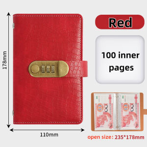 1pcs Saving Money Notebook  PU Leathe With Password Lock Waterproof 100 Envelope Challenge Binder