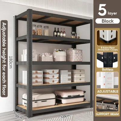 XUXU 6 Tier Boltless Rack Rak Besi Serbaguna Bertingkat Warehouse Store Home Metal Kitchen Rack Office Shelf Detachable High Loadbearing Shelf