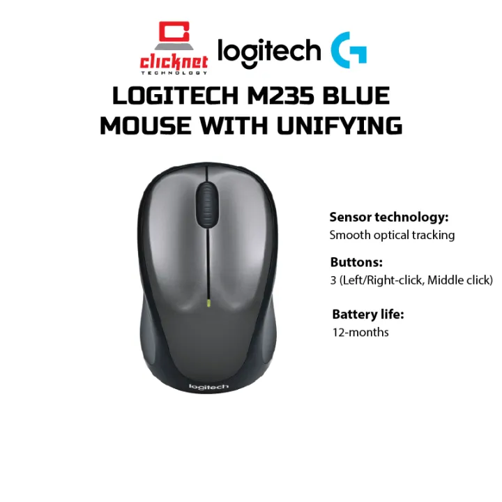 LOGITECH M235 BLUE MOUSE WITH UNIFYING