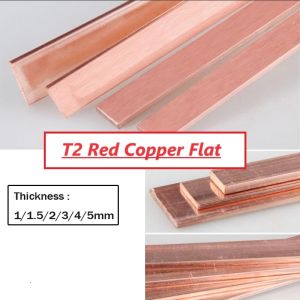 1M T2 Red Copper Flat Bar Stripe Pure Copper Strip 99.95% Pure Copper Plate CNC DIY Material Thickness 2/3mm