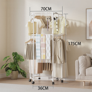 ราวแขวนเสื้อหมวกราวตากผ้าแบบตั้งพื้นหมุนได้เคลื่อนย้ายได้ ราวแขวนผ้า มัลติฟังชั่น มีล้อ หมุนได้ 360 องศา