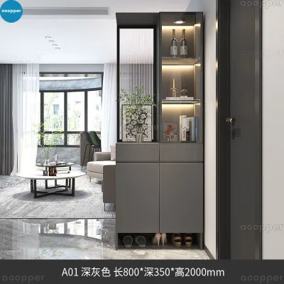 17vm Shoe Cabinet Entrance Cabinet Living Room Wall-mounted Light Luxury Glass Wine Cabinet Screen Partition Cabinet Home Storage Cabinet 3H7K5
