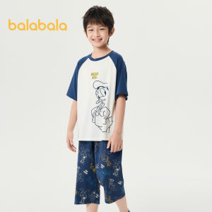 Balabala เสื้อผ้าใส่อยู่บ้านสำหรับเด็กชุดนอนเข้าชุดเครื่องปรับอากาศเด็กหญิงและเด็กชายชื้นความรู้สึกเย็น