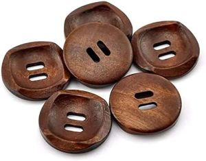 10ปุ่มไม้สีน้ำตาลกลม30มม. 2รู (30มม.-10ชิ้น)