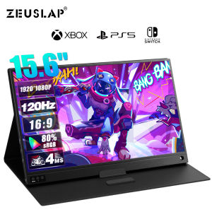 ZEUSLAP P15A-120Hz 15.6 inch Portable gaming monitor 1920x1080P Built-in Dual Speakers for Laptop Mini PC Xbox Switch Raspberry pi PS5