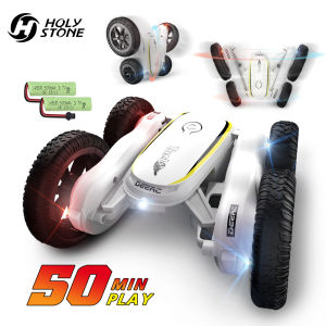 Holy Stone|DEERC DE38 Super High Speed Childrens Toy Car 2.4G Signal 360 ° Dual Sided Rotation Toy Racing Cars for Boys Kids Children Gift Wireless RC Climbing Vehicles Rolling Stunt Cars Dumps Trucks with Trendy Music Cool Light