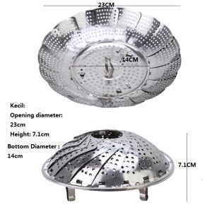 Mi.more Kukusan Stainless Flexible / Steamer Alat Kukus Serbaguna / Folding Vegetable Fruit Food Basket Mesh Steamer Rack