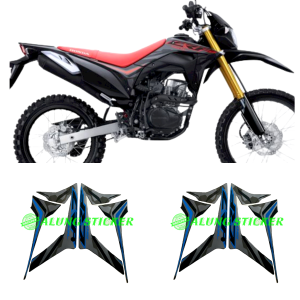 STIKER STRIPING LIS LES BODY MOTOR HONDA CRF 150L TAHUN 2019 WARNA FULL HITAM-BIRU 1SET STANDAR