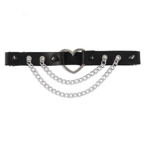 Trendy Hollowout Heart Leg Chain PU Leather Fringed Thigh Chain Great for Women Music Festival and Cosplay Parties