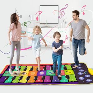 Kids Musical Piano Keyboard Play Mat 20 Keys Floor Piano with 8 Instrument Sounds 5 Paly Modes Dance Carpet Educational Toys