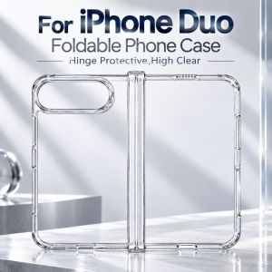 WELLNOW High Clear Foldable Phone Case Hinge Guard Spring Hinge Transparent PC Shell Full Coverage Hinge Protective Cover for iPhone Duo
