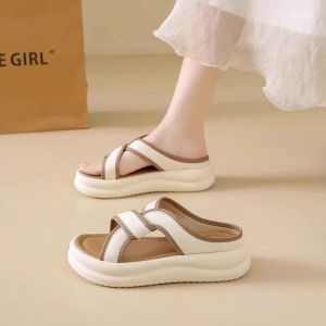 [Free Shipping] One-Strap Sandals 2026 Summer Sandals High Heels New Style Mid-Heel White For Women Summer Height-Enhancing