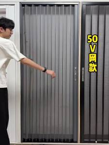 Household Foldable Aluminum Anti Mosquito Screen Door Crystal Mesh Retractable Sliding Insect Proof Door Room Divider For Kitchen Gas Separation Area Bathroom Toilet Easy To Install