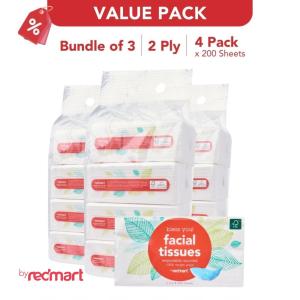 [VALUE BUNDLE] RedMart Silky Soft 2Ply Facial Tissue Paper - 3 x 4 Pack
