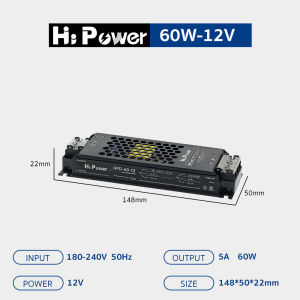 หม้อแปลง LED แหล่งจ่ายไฟ บางมาก DC12V 24V 48V หม้อแปลงไฟฟ้า 60W 100W 200W 300W 400WAC190-240V Driver สำหรับแถบ LED