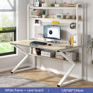 Computer desk desktop computer desk home desk bookshelf integrated combination student writing small-sized study desk perforated board