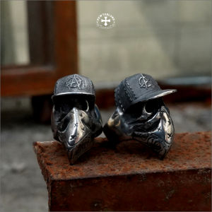 Pewterland Ringskull Anarchy Cincin Tengkorak 3D Bahan Logam Timah Pria dan Wanita