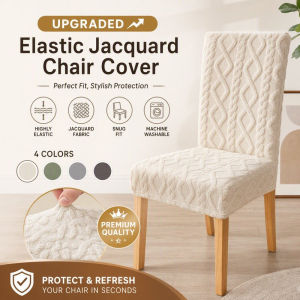 Elastic Jacquard Chair Cover Plush Seat Slipcover All Wrap Stretch Dustproof Washable Dining
