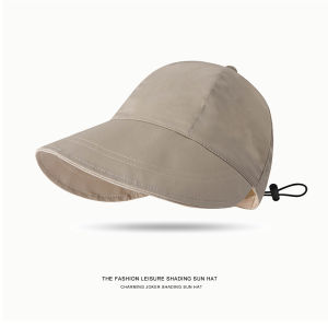 Leisure Womens Adjustable Drawstring Bucket Hat Simple Anti-uv Fisherman Hat Elastic UV Protection Thin Breathable Caps Foldable Big Brim Visor Sun Hat Solid Color