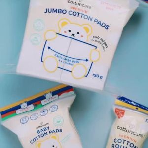 Cottoncare (200 Pcs) Jumbo Cotton Pads Seamless Edge Baby Infant Makeup Premium