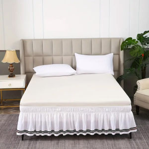 Solid Color Striped Elastic Bed Runners 39x75/ 54x75/ 60x80inch Bed Skirt Style Dust Cover Height 15inch