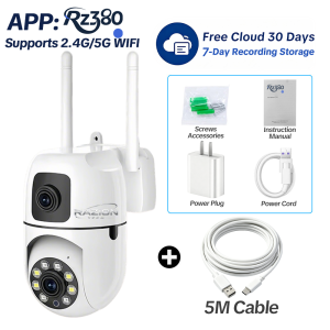 RZ380 5G Waterproof Outdoor CCTV Dual Lens Camera waterproof No WIFI Needed Connect to Cellphone
