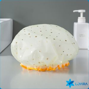 LoviRa Double layer waterproof shower cap fashionable star shaped bathroom hair styling products