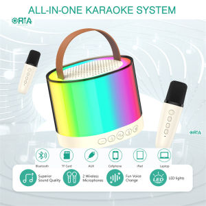 Oria máy Karaoke Cho Trẻ Em Người Lớn bluetooth di động mini Karaoke Loa Với 2 mic-rô không dây Và Đèn quà tặng sinh nhật Giáng sinh Cho Cô Gái Gia Đình Bên Nhà