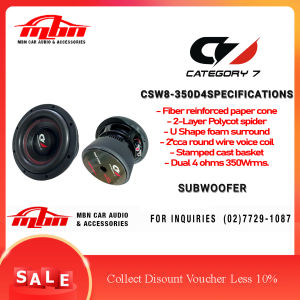 CSW8-350 Dual 4ohms 8 Category 7 Subwoofer 350Wrms 1pc 700w Peak Power