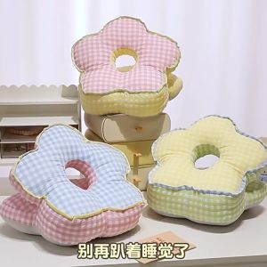 Ice Silk Nap Pillow Cute Flower Design Office Desk Sleeping Cushion Student Lunch Rest Portable Soft Bantal Kecil