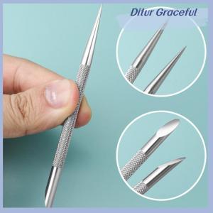 Ditur 1 PC Double-ended Stainless Steel Cuticle Pusher Nail Manicures Remover Manicure Sticks Tools for Nail Art