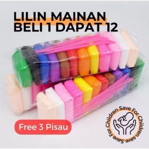 Clay Mainan Anak Isi 12 pcs /Mainan Edukasi Lilin Tanah Liat