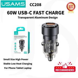 USB C Car Charger 60W Pengecas Kereta USAMS US-CC208 C39 Mini Size