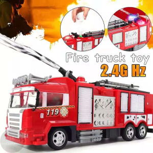 JK 1:24 RC Spray Water Truck Toy Fireman Electric Fire Truck Car Music Light Educational Toys Boy Kids Toy Gift With Remote Control